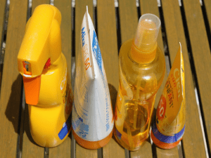 bottles of sunscreen