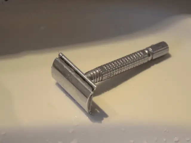 safety razor on a sink