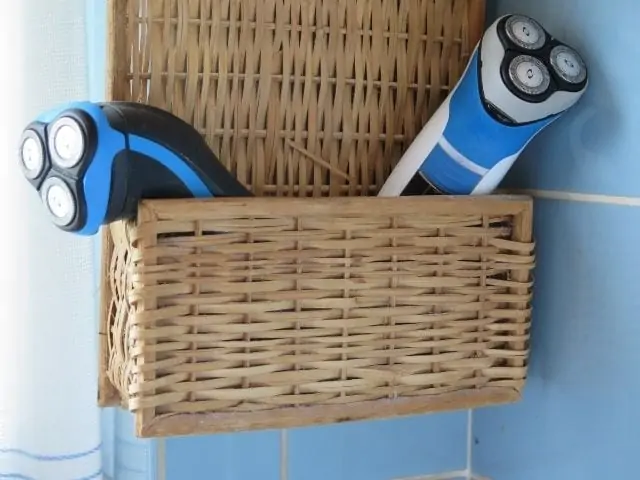 blue and black razors in a basket