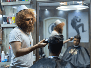 man getting a haircut