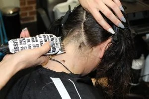 hair clipping at the salon