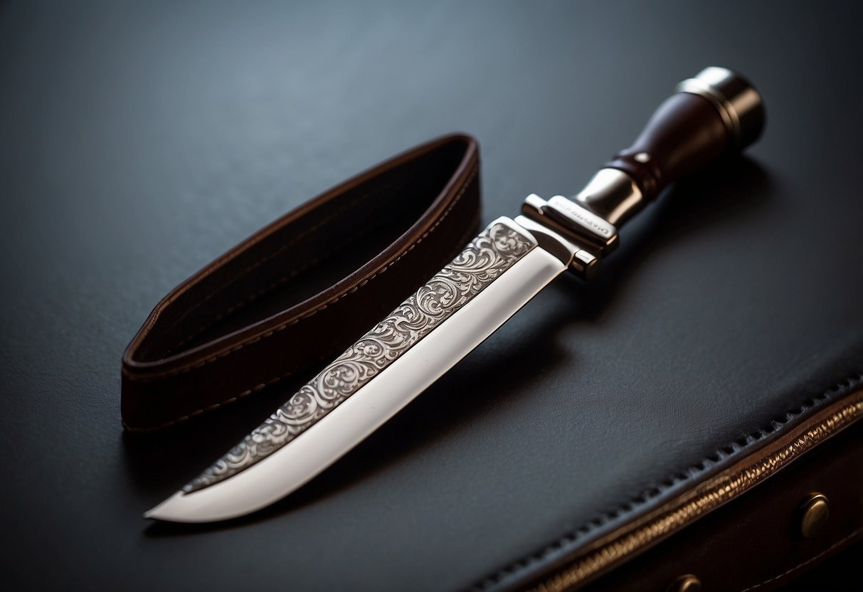 A straight edge razor glides smoothly across a leather strop, ready for a precise shave